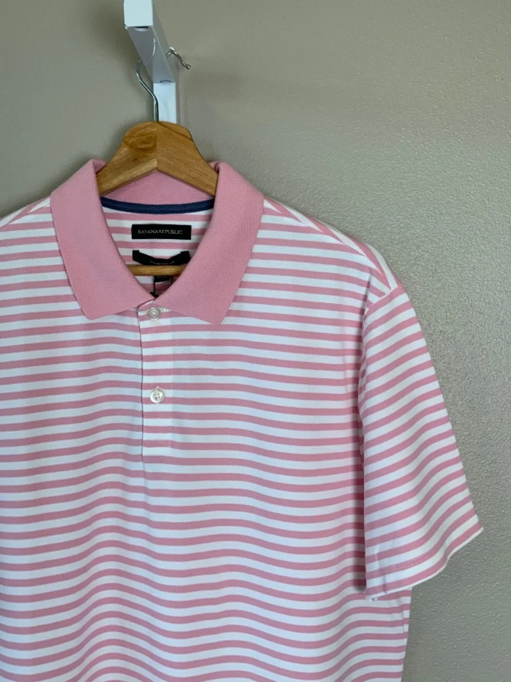 Banana Republic Short Sleeve Striped Standard Fit Pique Polo Shirt